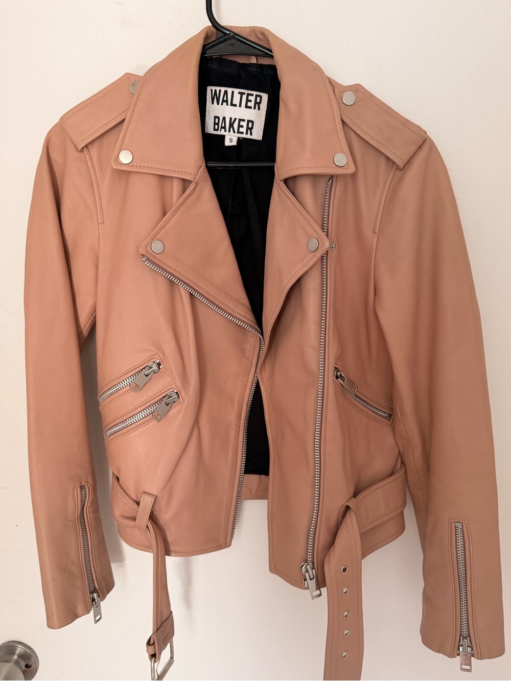Walter Baker Dusty Rose Leather Moto Jacket
